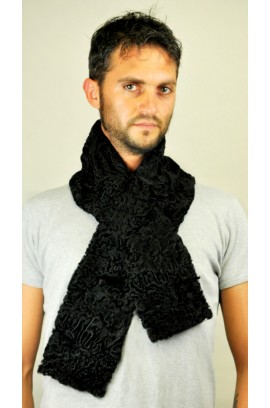 Black Karakul Fur Scarf  